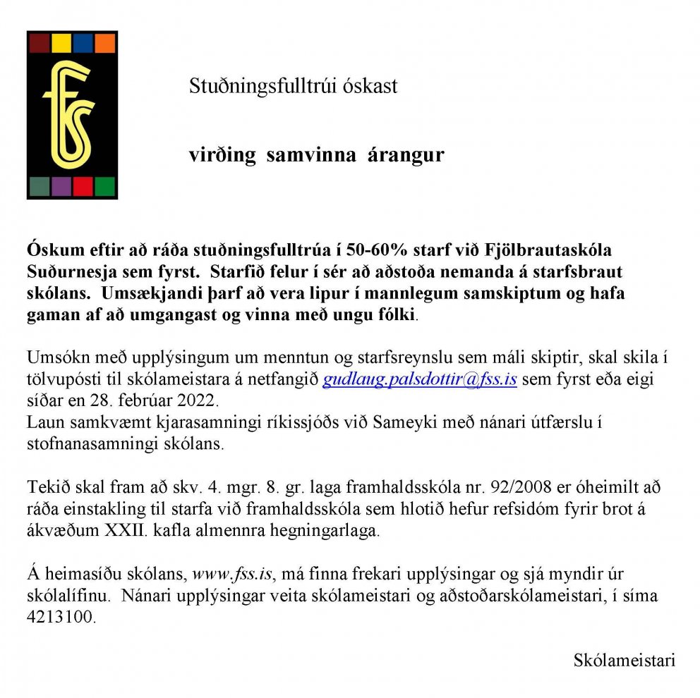 Stuðningsfulltrúi í 50-60% starf