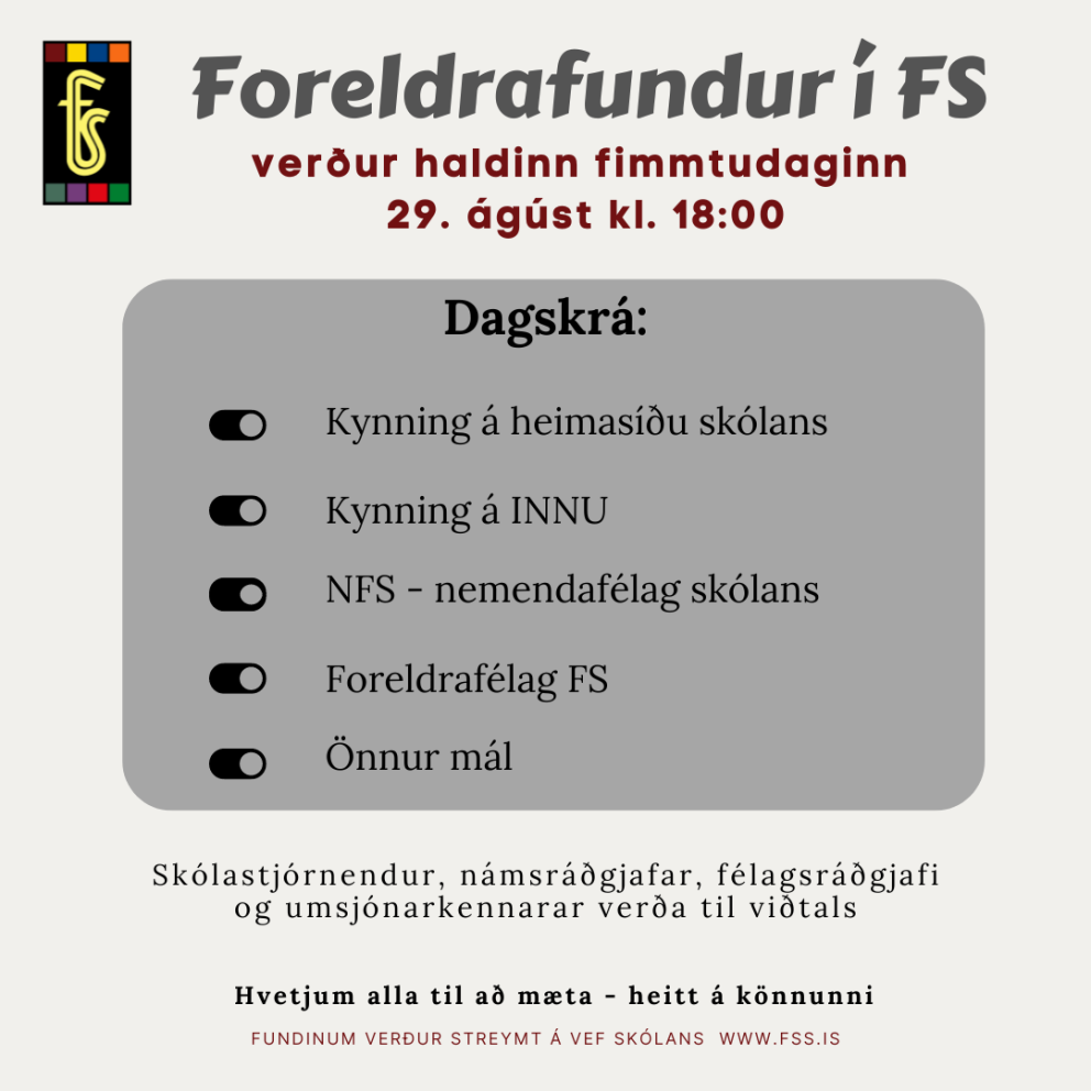 Kynningarfundur fyrir foreldra 29. ágúst