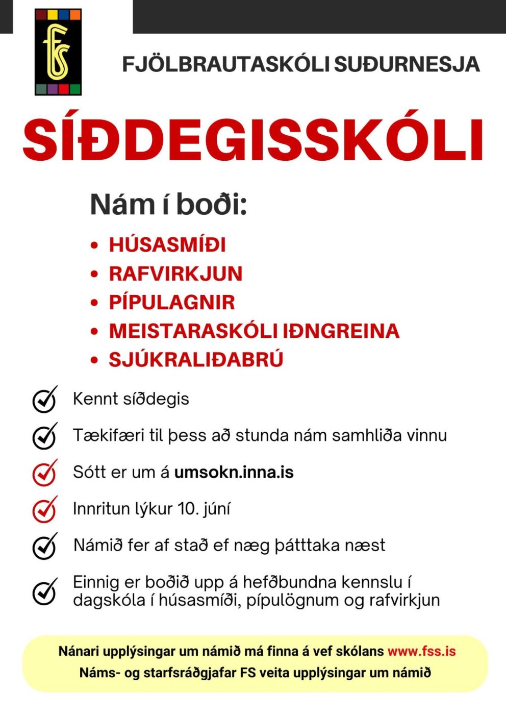 Síðdegisnám í haust
