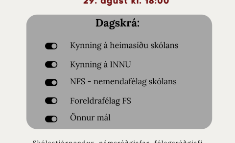 Kynningarfundur fyrir foreldra 29. ágúst